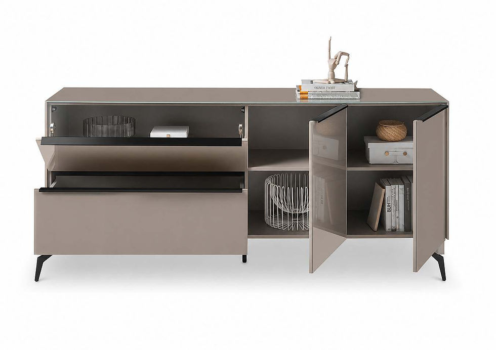 Миниатюра: SET ONE Reno Taupe — комод с открытыми дверцами, откидной секцией, ящиком и внутренними полками