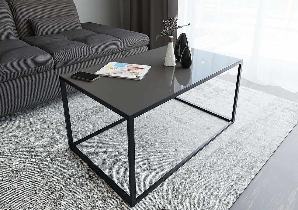 SET ONE Reno Anthrazit — журнальный стол 100×60 см в современной гостиной, вид под углом