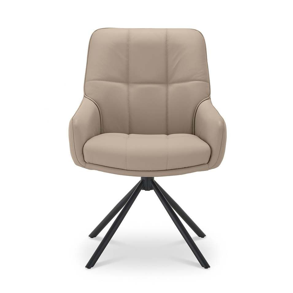 Миниатюра: Кожаный стул Savannah Beige/Taupe с подлокотниками — вид спереди